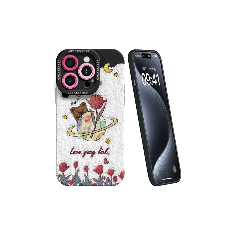 Lingtao Cute Style Phone Cases Apple 15promax/iPhone14plus/13pro/12/11 Eye Planet Tulip-3
