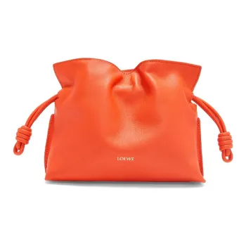 LOEWE Flamenco Nappa Cow Leather Clutch Mini Women's Vivid Orange