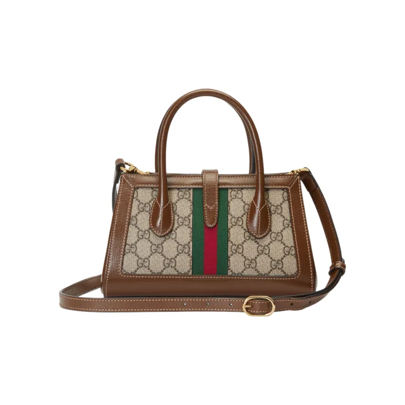 GUCCI Jackie 1961 Canvas With Leather Shoulder Bag, Crossbody Bag, Handbag Small Size Women's Beige & Ebony-3