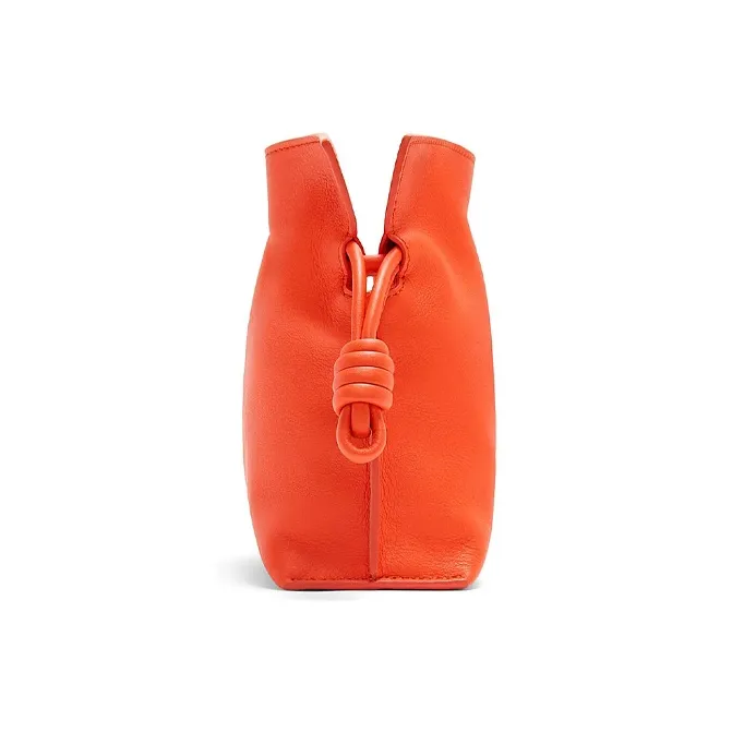 LOEWE Flamenco Nappa Cow Leather Clutch Mini Women's Vivid Orange-2