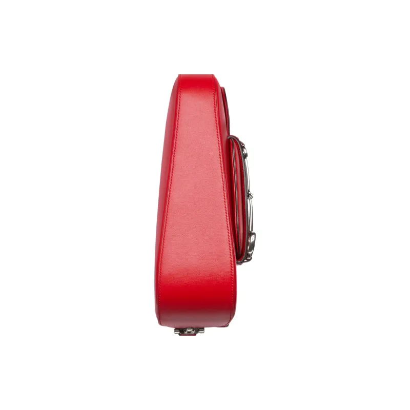 GUCCI Horsebit 1955 Leather Handbag Shoulder Bag Small Size Women's Red-4