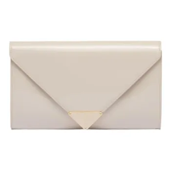 PRADA Patent Leather Clutch Mini Women's Ivory