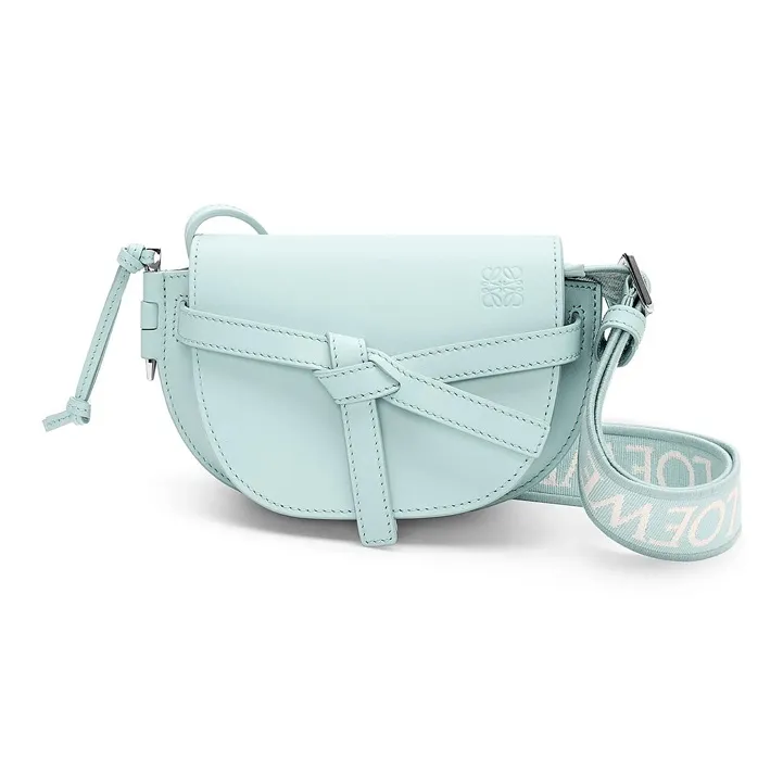 LOEWE Gate Soft Cow Leather Jacquard Shoulder Bag, Crossbody Bag Mini Women's Iceberg Blue-0