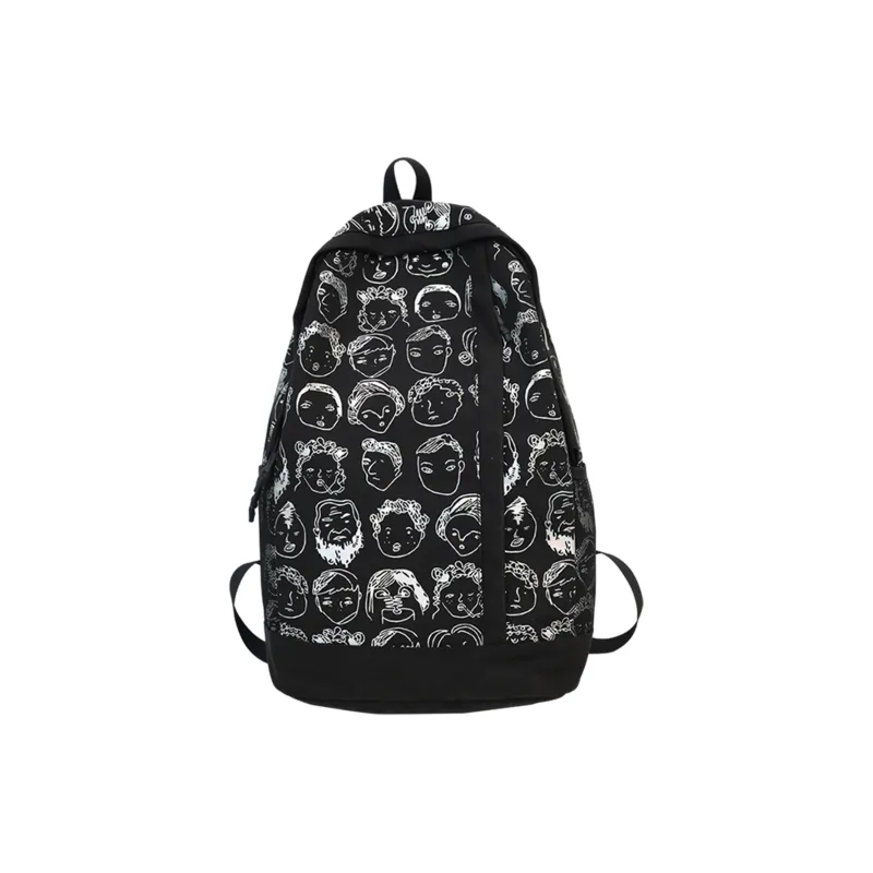 ALNI BITTON Nylon Travel Bags Backpack Regular Unisex Black/White-0