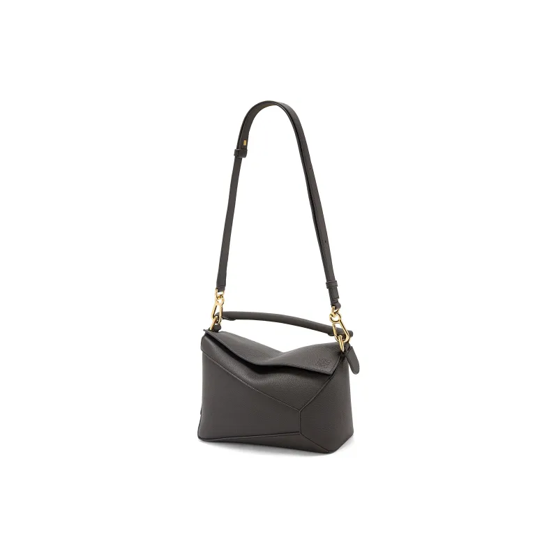 LOEWE Puzzle Soft Grain Cow Leather Shoulder Bag, Crossbody Bag, Handbag Trumpets Women's Dark Gray-1