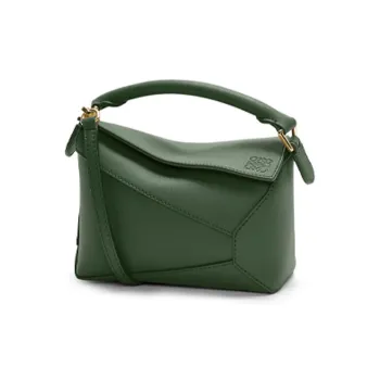 LOEWE Puzzle Cow Leather Handbag Shoulder Bag Crossbody Bag Mini Women's Dark Green