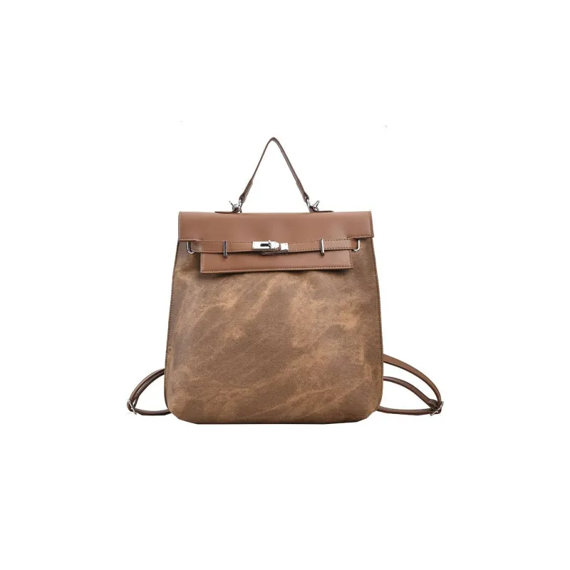 MARKANGARO PU Kelly Bag Handbag Backpack Large Size Women's Coffee/Blue/Mud-17