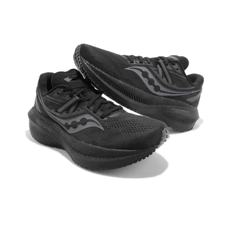Saucony Triumph 20 Abrasion Resistant Breathable Coverage Low Top Marathon Running Shoes Women's Black-3