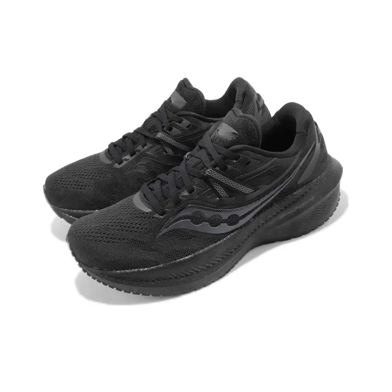 Saucony Triumph 20 Abrasion Resistant Breathable Coverage Low Top Marathon Running Shoes Women's Black-2