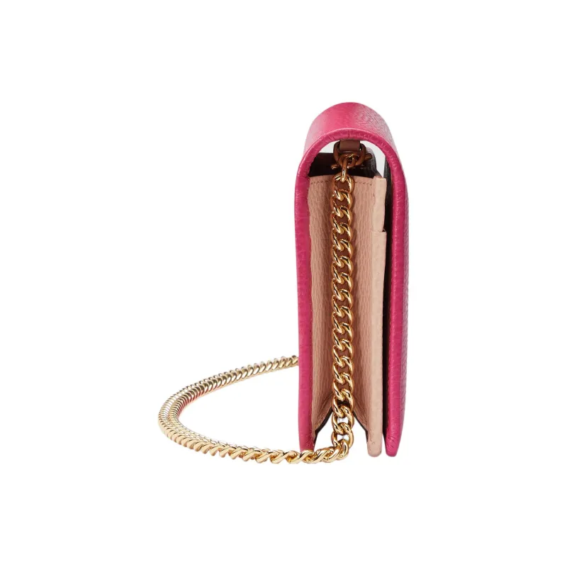 GUCCI GG Marmont Leather Shoulder Bag Crossbody Bag Wallet Mini Women's Fuchsia-2