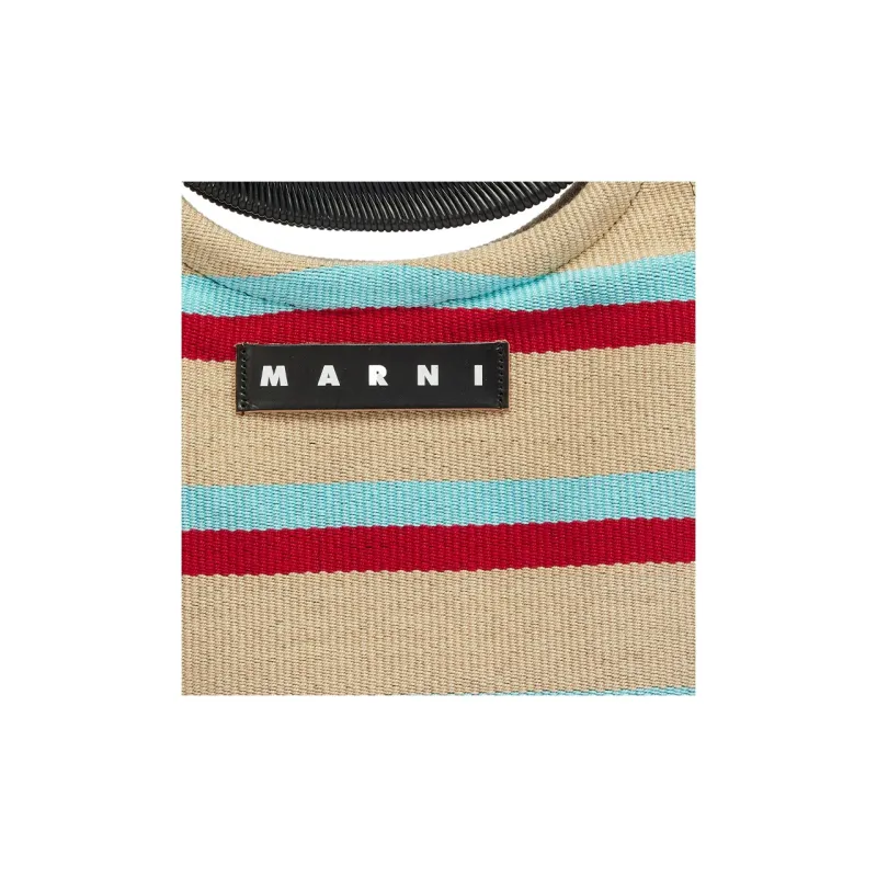 MARNI Cotton Handbag Women's Beige & Red & Blue-3