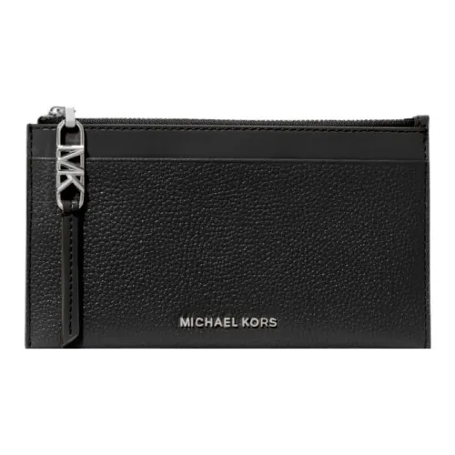 MICHAEL KORS Litchi Grain Leather Wallets Card Holders Large Size Women's Black