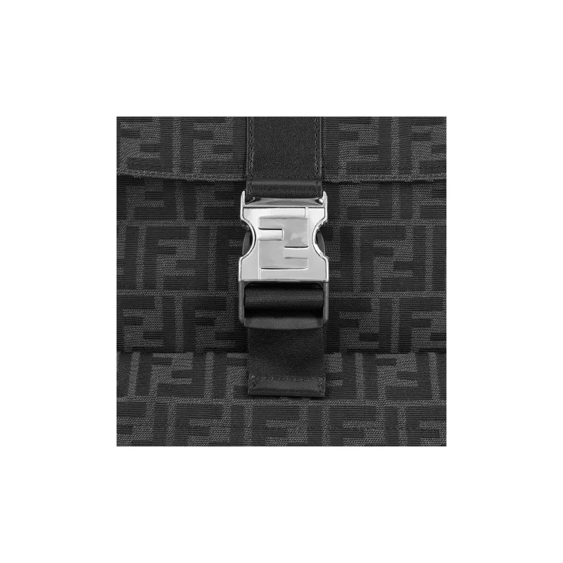 FENDI Calfskin Backpack Medium Size Men's Black-5