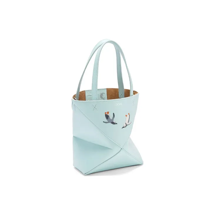 LOEWE Suna Fujita Collaboration Shiny Cow Leather Handbag Mini Women's Iceberg Blue-1