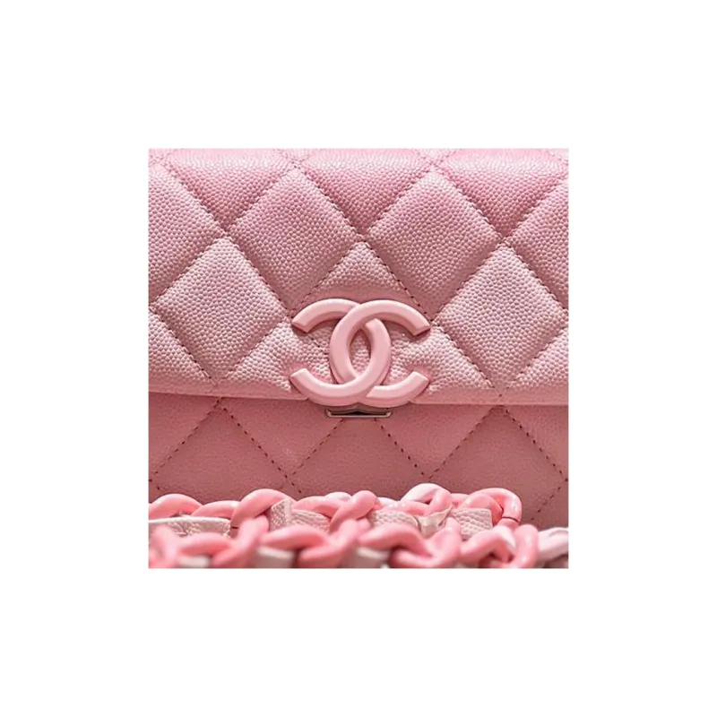 CHANEL Grain Embossed Caviar Cow Leather Flap Bag, Crossbody Bag, Shoulder Bag Women's Pink-1