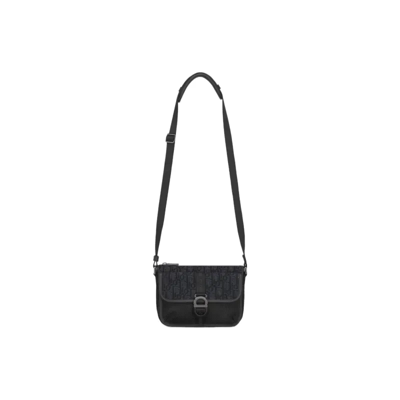 DIOR Oblique Print Shoulder Bag Crossbody Bag Mini Men's Black-4