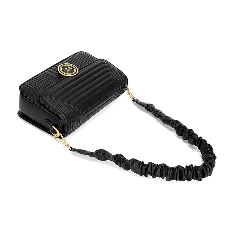 MAKEUP KITTEN Calfskin With Microfiber Crossbody Bag, Shoulder Bag, Small Square Bag Regular Women's Classic Black-5