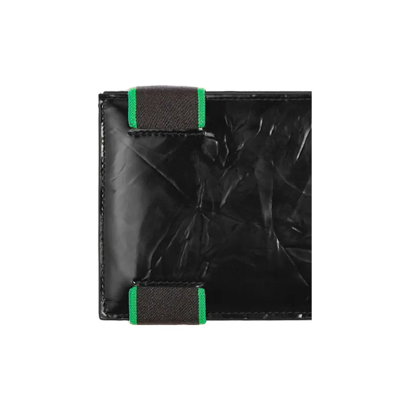 Bottega Veneta Elastic Band Bi fold Wallet Black / Green-4