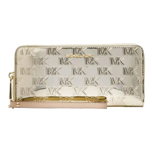 MICHAEL KORS Thermoplastic Polyurethane Wrist Bag Clutch Wallet Large Size Women's Light Gold