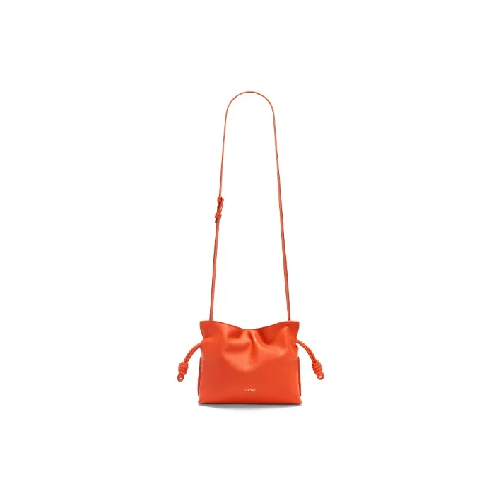 LOEWE Flamenco Nappa Cow Leather Clutch Mini Women's Vivid Orange-4