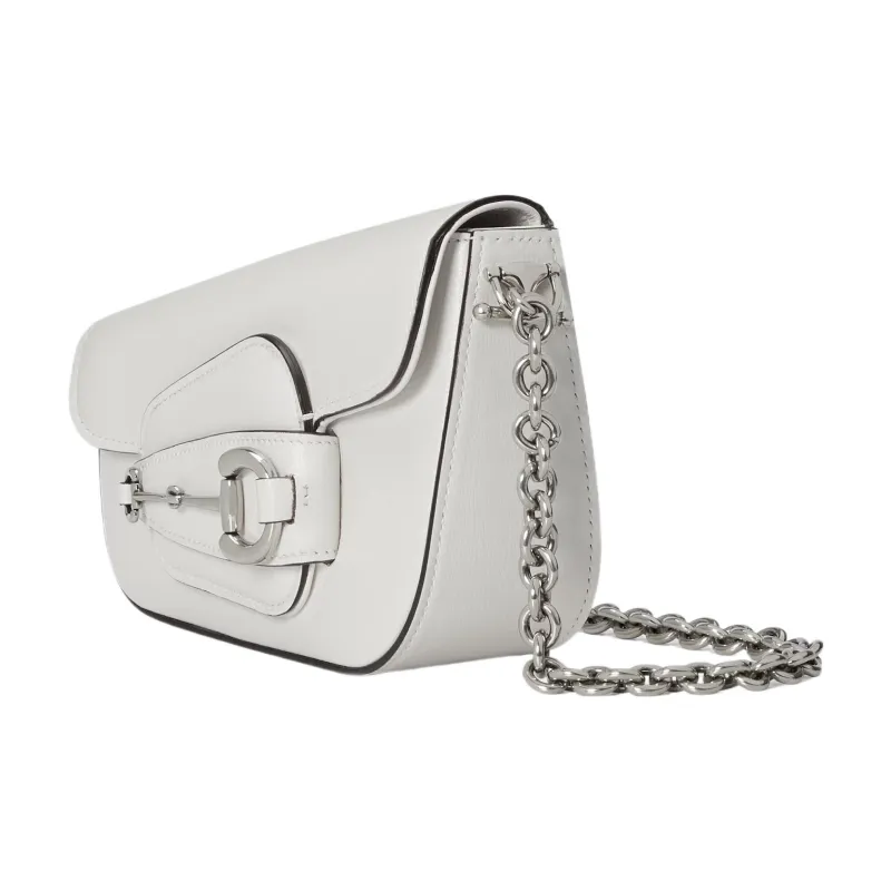 GUCCI Horsebit 1955 Leather Handbag, Shoulder Bag Women's White-2