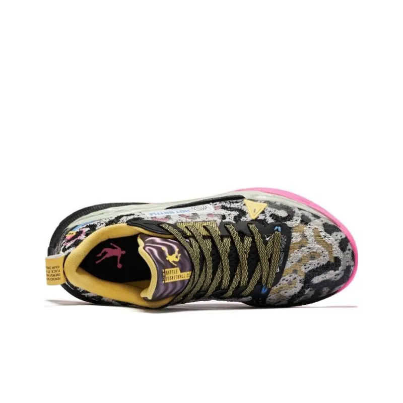 QIAODAN Sharp Edge 6.0PRO LOW Cushioning Anti Slip And Wear Resistant Low Top Basketball Shoes Men's Black Pink-4