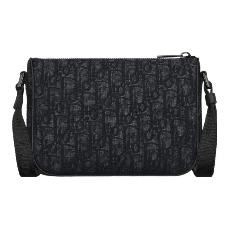 DIOR Oblique Print Shoulder Bag Crossbody Bag Mini Men's Black-2