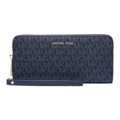 MICHAEL KORS Coated Canvas Wrist Bag Wallet Large Size Women's Navy Marine Corps