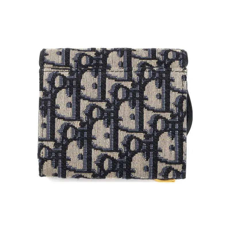 DIOR Saddle Canvas Canvas Bag Card Holder Coin Purse Wallet Medium Size Unisex Denim Blue-2