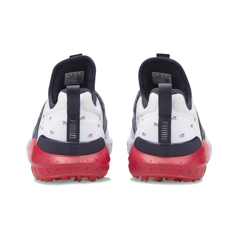 PUMA Ignite Articulate Abrasion Resistant Low Top Golf Shoes Men's White Red Blue-3