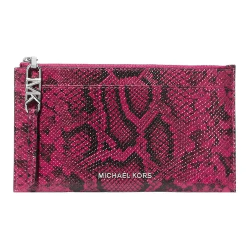 MICHAEL KORS Leather Wallets Card Holders Large Size Women's Dark Purple Red