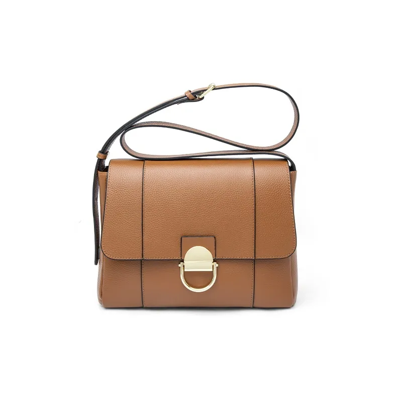 Espin Top Grain Cow Leather Small Square Bag Shoulder Bag Medium Size Women's Black/Khaki/Lake Green/Gold Brown-8