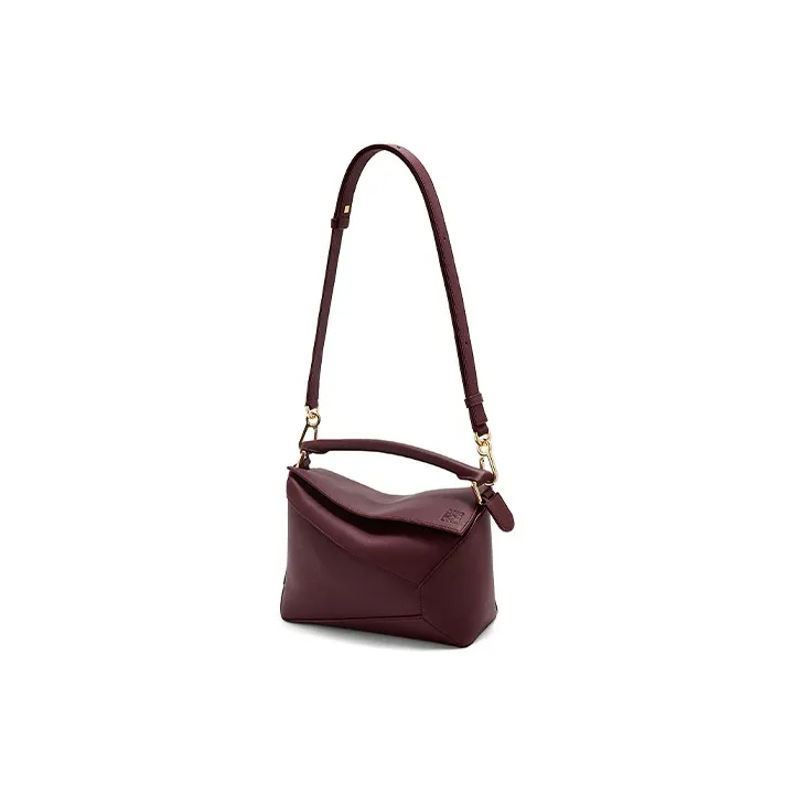 LOEWE Puzzle Cow Leather Handbag, Shoulder Bag, Crossbody Bag Trumpets Women's Dark Burgundy Red-4