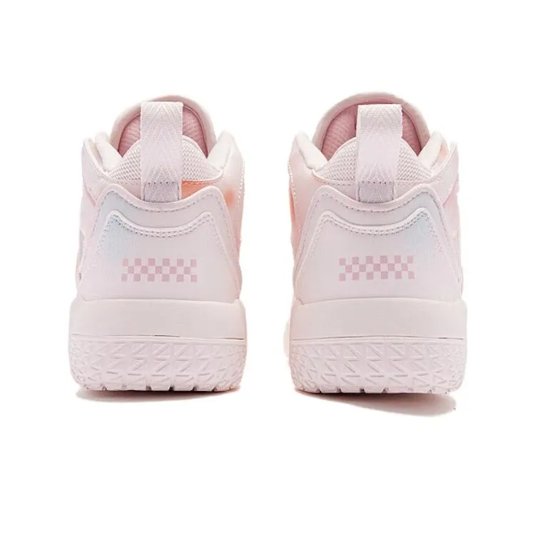 QIAODAN Anti Slip Wear Resistant Mid Top Basketball Shoes Women's Pink-3