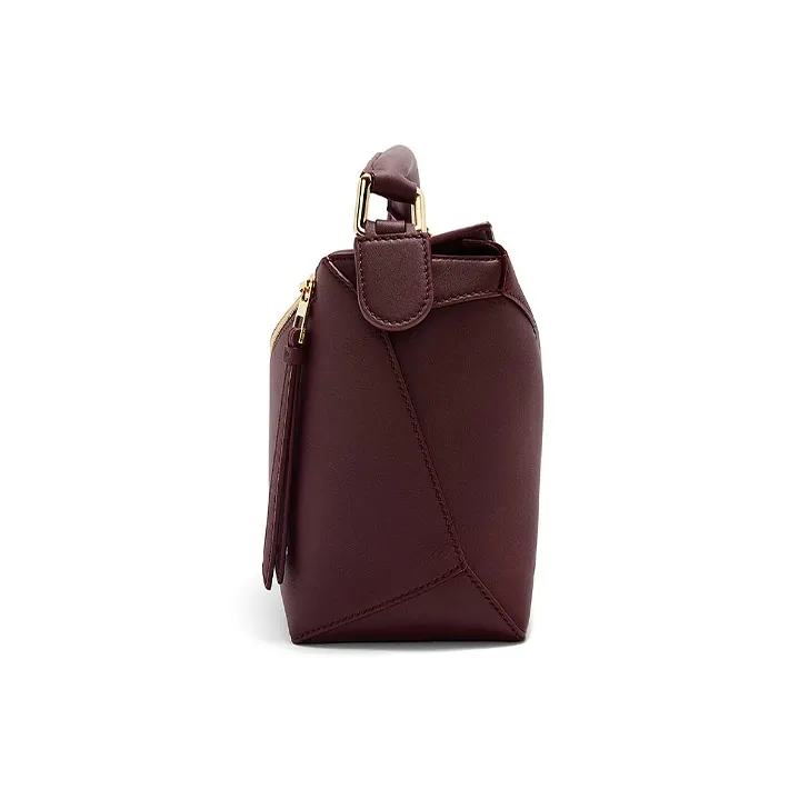 LOEWE Puzzle Cow Leather Handbag, Shoulder Bag, Crossbody Bag Trumpets Women's Dark Burgundy Red-2