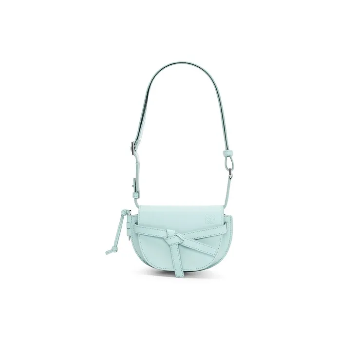 LOEWE Gate Soft Cow Leather Jacquard Shoulder Bag, Crossbody Bag Mini Women's Iceberg Blue-4