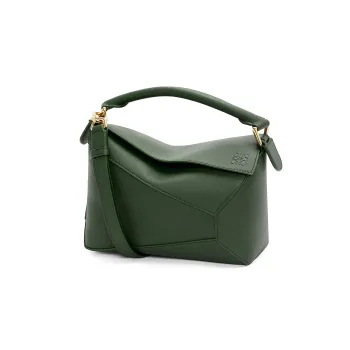 LOEWE Puzzle Cow Leather Shoulder Bag, Crossbody Bag, Handbag Trumpets Women's Dark Green