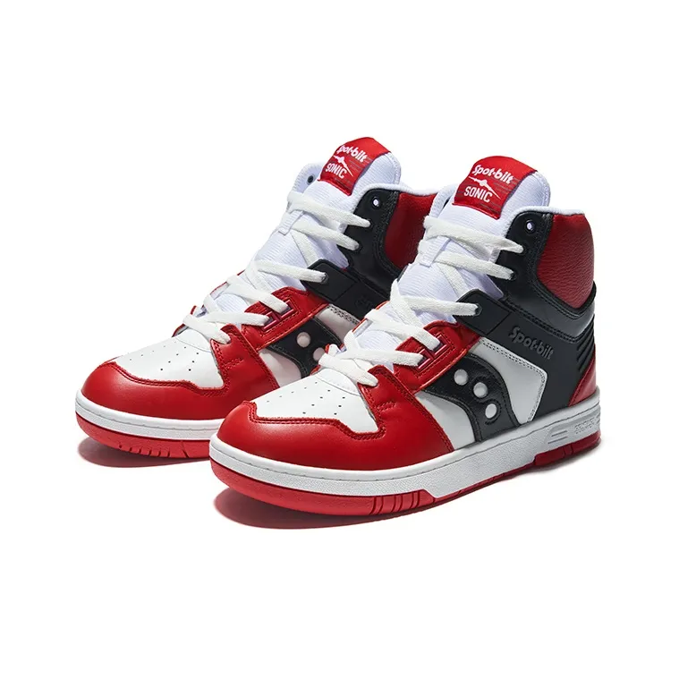 Saucony Sonic High Beams High Top Running Shoes Unisex White Red Black-2