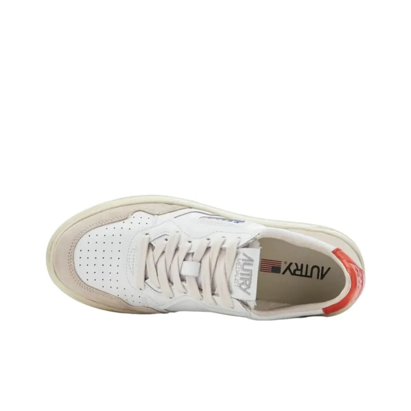 AUTRY Medalist Leather Low 'Suede White Orange'-3