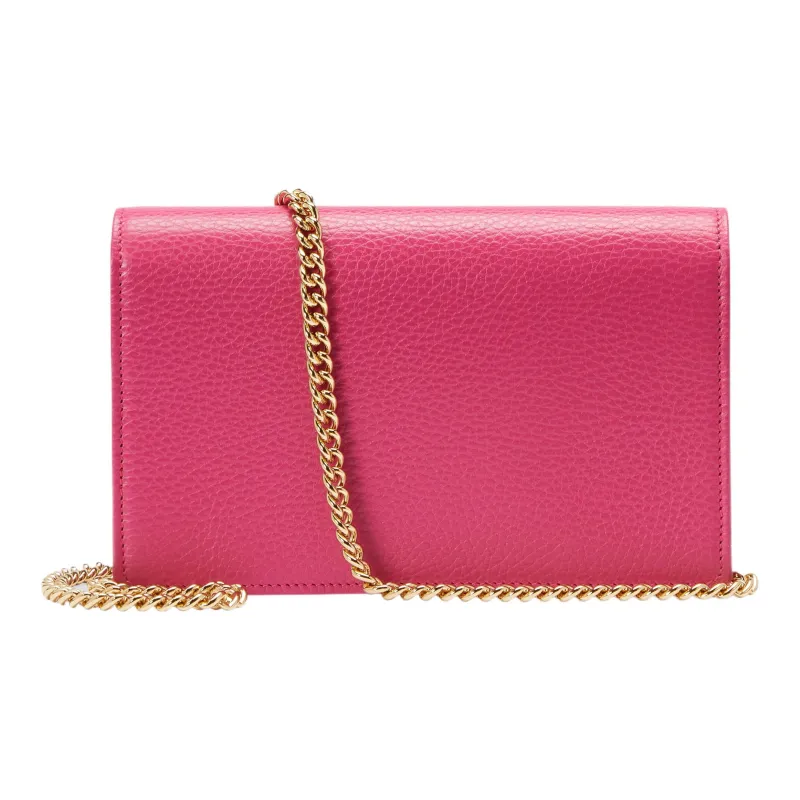 GUCCI GG Marmont Leather Shoulder Bag Crossbody Bag Wallet Mini Women's Fuchsia-3