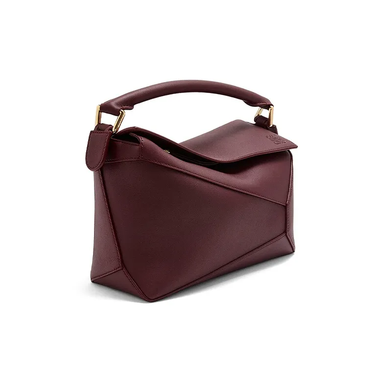 LOEWE Puzzle Cow Leather Handbag, Shoulder Bag, Crossbody Bag Trumpets Women's Dark Burgundy Red-1