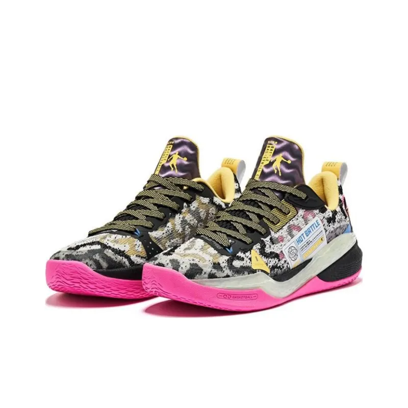 QIAODAN Sharp Edge 6.0PRO LOW Cushioning Anti Slip And Wear Resistant Low Top Basketball Shoes Men's Black Pink-2