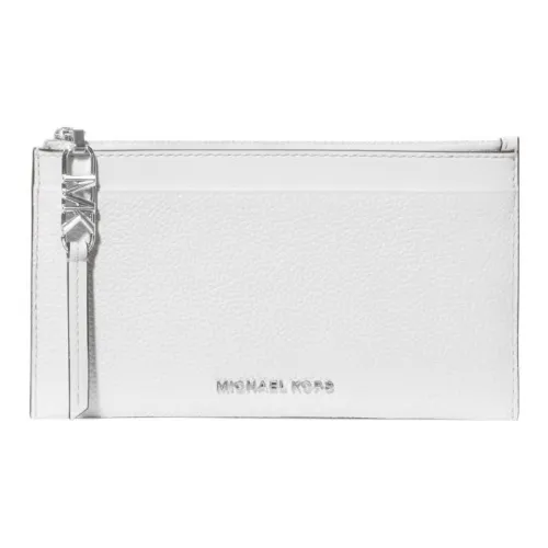 MICHAEL KORS Litchi Grain Leather Wallets Card Holders Large Size Women's White