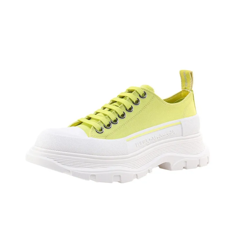 Alexander McQueen Tread Slick Low Lace Up Canvas Lime Green White Women's-1