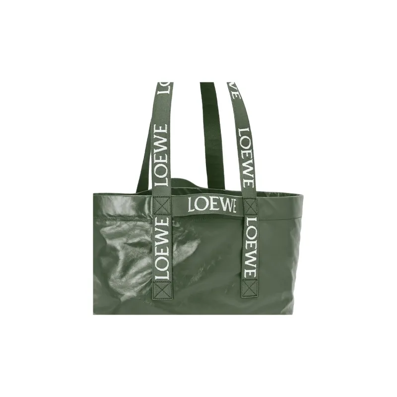 LOEWE Cow Leather Tote Bag, Shopping Bag, Shoulder Bag, Handbag Regular Men's Dark Green-4
