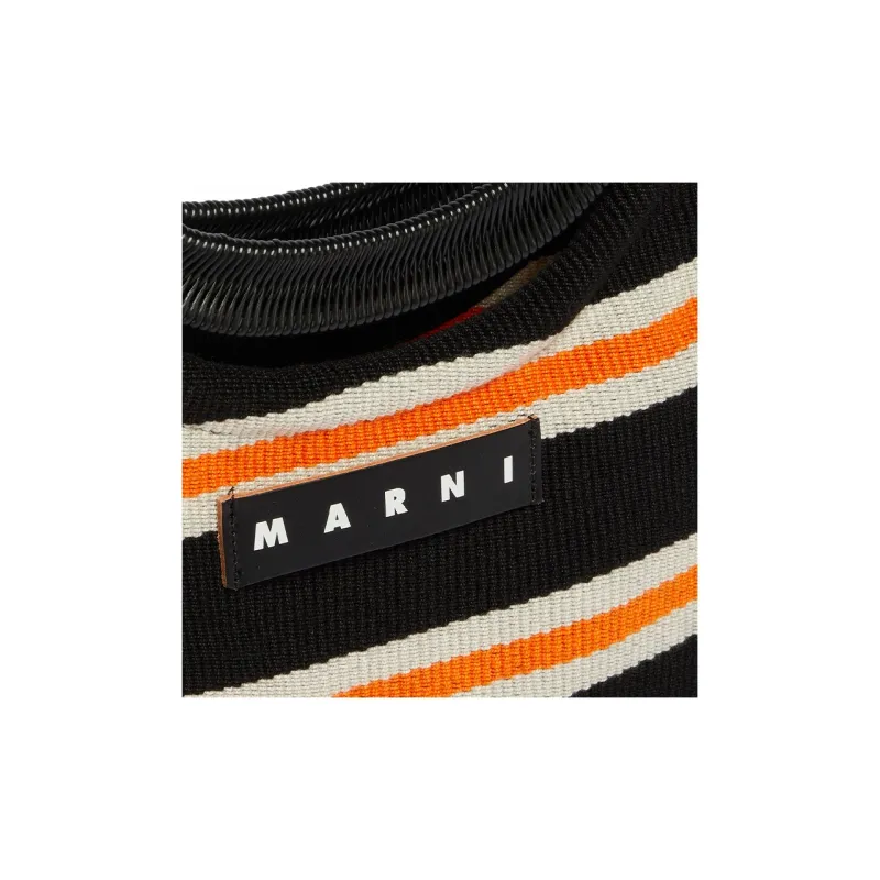 MARNI Cotton Handbag Regular Women's Black & Orange-3