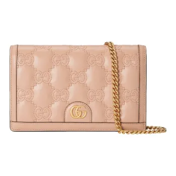 GUCCI Leather Small Square Bag Shoulder Bag Crossbody Bag Wallet Regular Women's Rose Beige