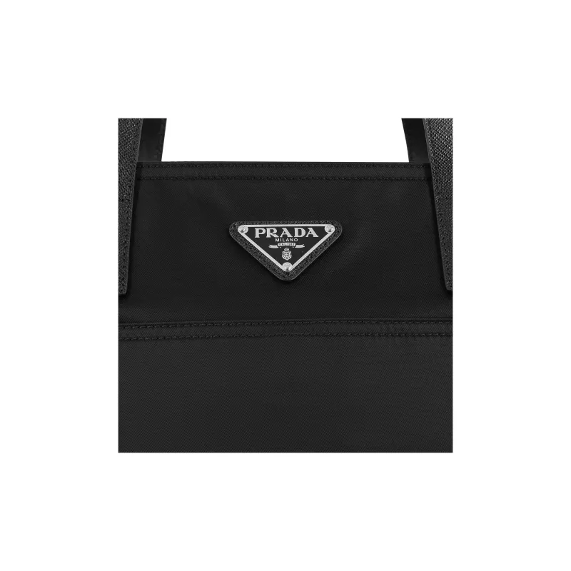 PRADA Recycled Nylon Tote Bag Shopping Bag Shoulder Bag Handbag Small Size Women's Black-5