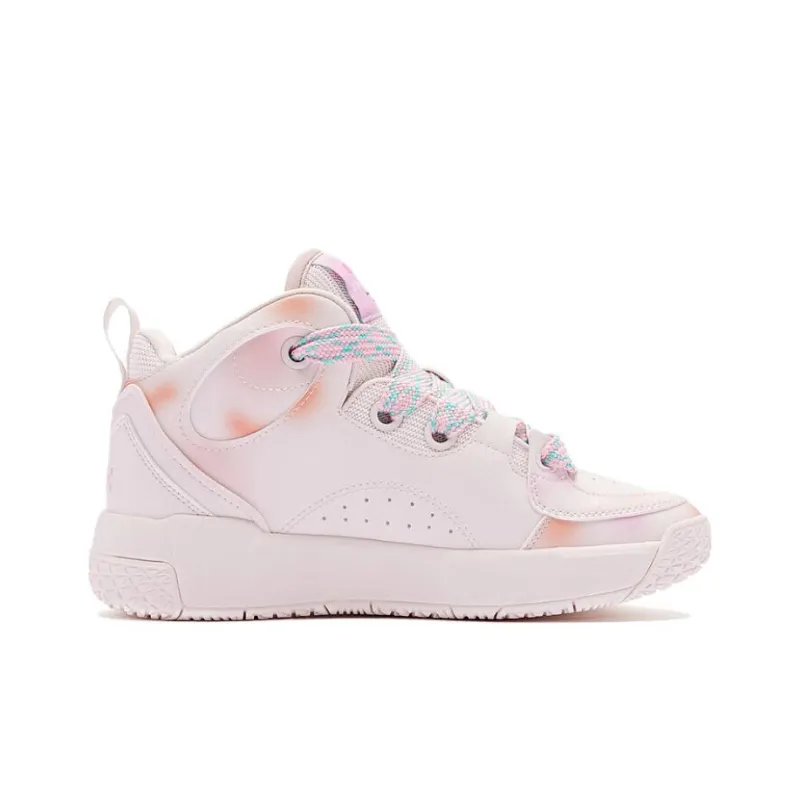 QIAODAN Anti Slip Wear Resistant Mid Top Basketball Shoes Women's Pink-1