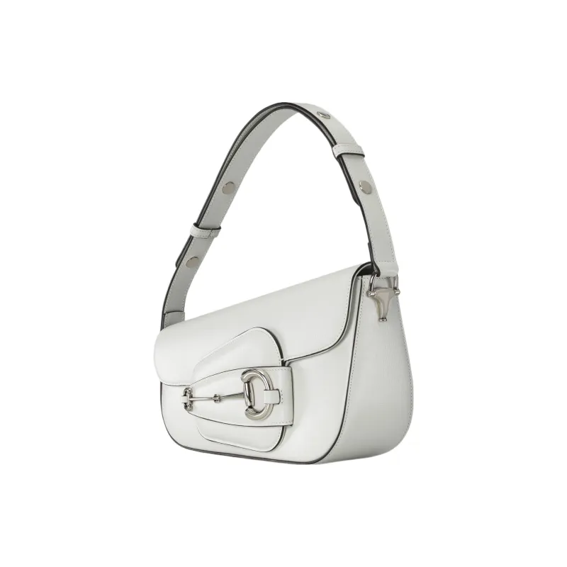 GUCCI Horsebit 1955 Leather Handbag Shoulder Bag Women's White-1